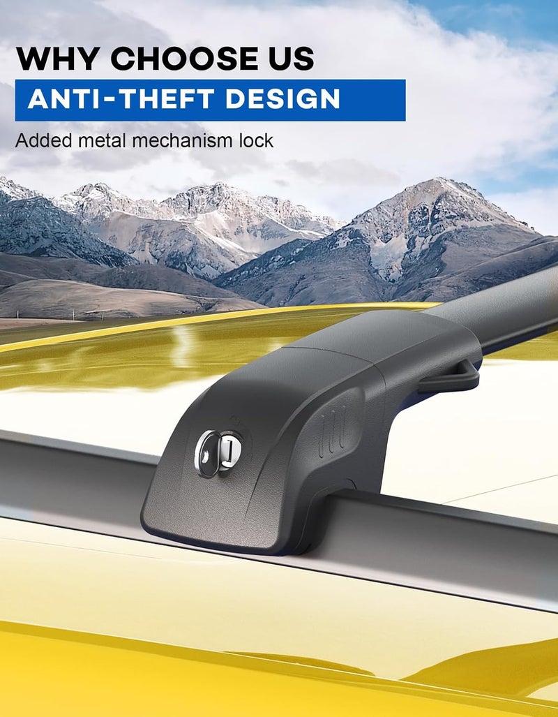 wonderdriver 300lbs Lockable Roof Rack Cross Bars Compatible with Subaru Crosstrek Wilderness 2024 2025 2026 with Raised Side Rails, Heavy Duty Aluminum Roof Rails Crossbars Rooftop Luggage - Image 4